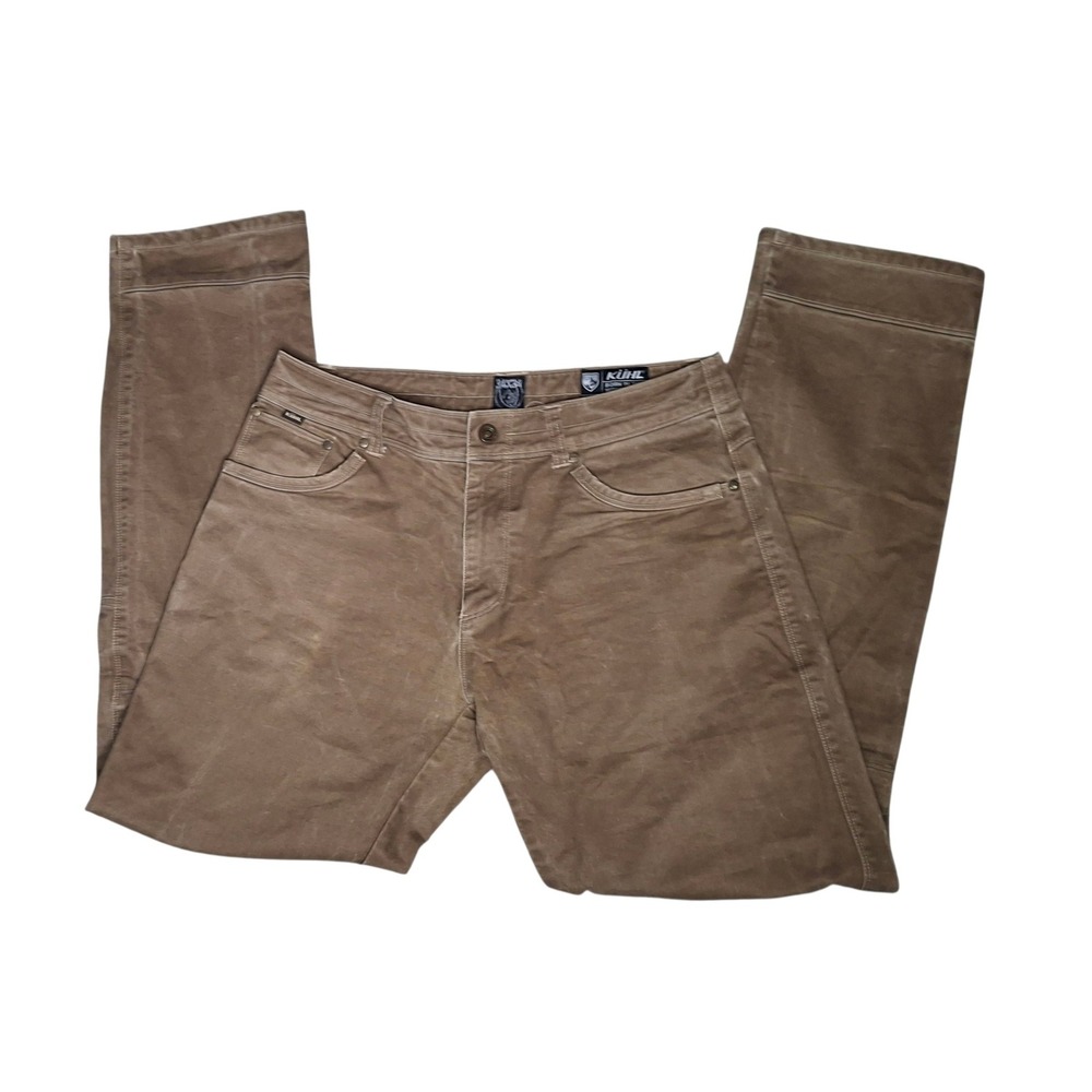 Kuhl Rydr Pants Mens 34x34 Brown Vintage Patina Dye Articulated Knee Work Hiking